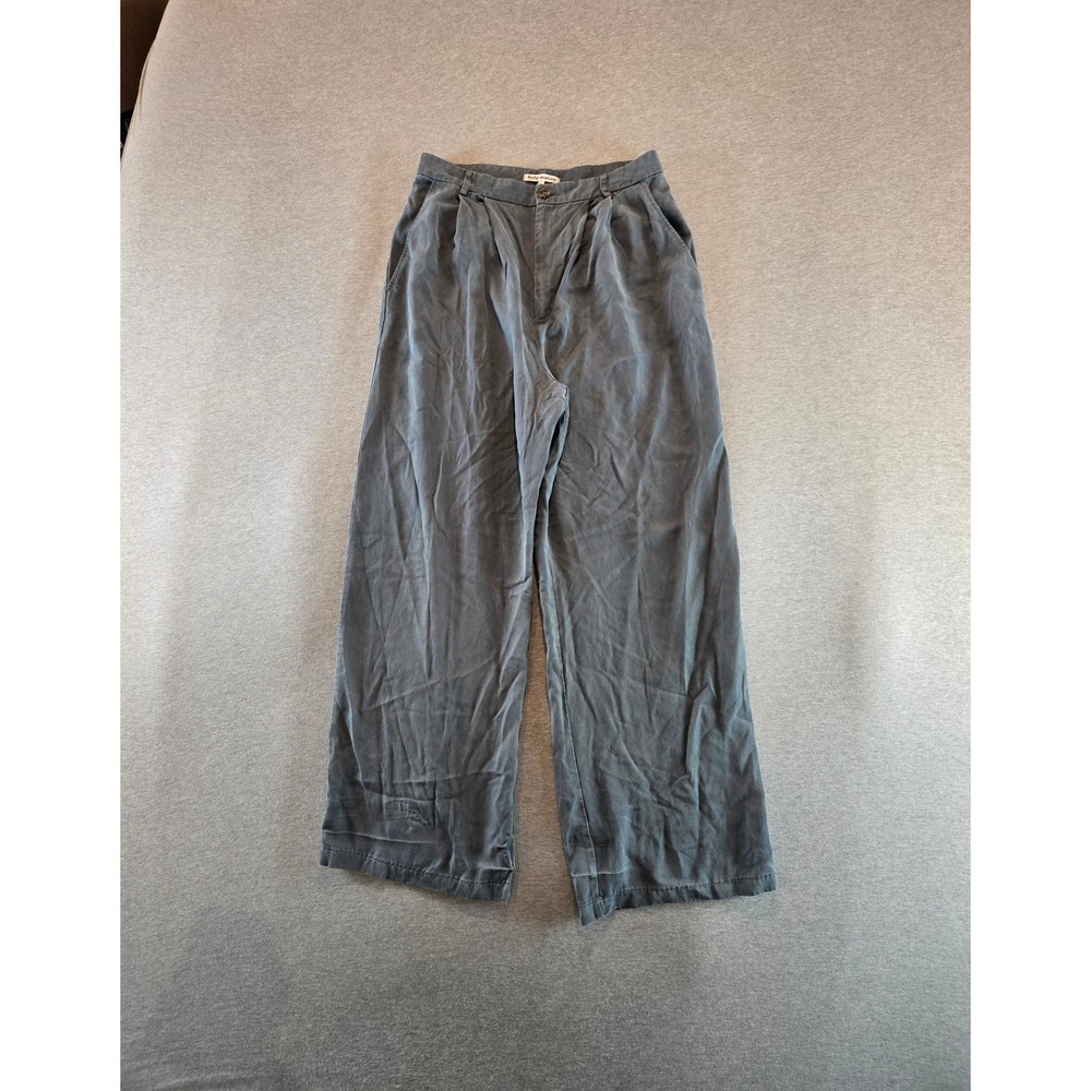 Reformation Mason Pants Womens 10 Grey Tencel Pleated Wide Leg Trouser High Rise